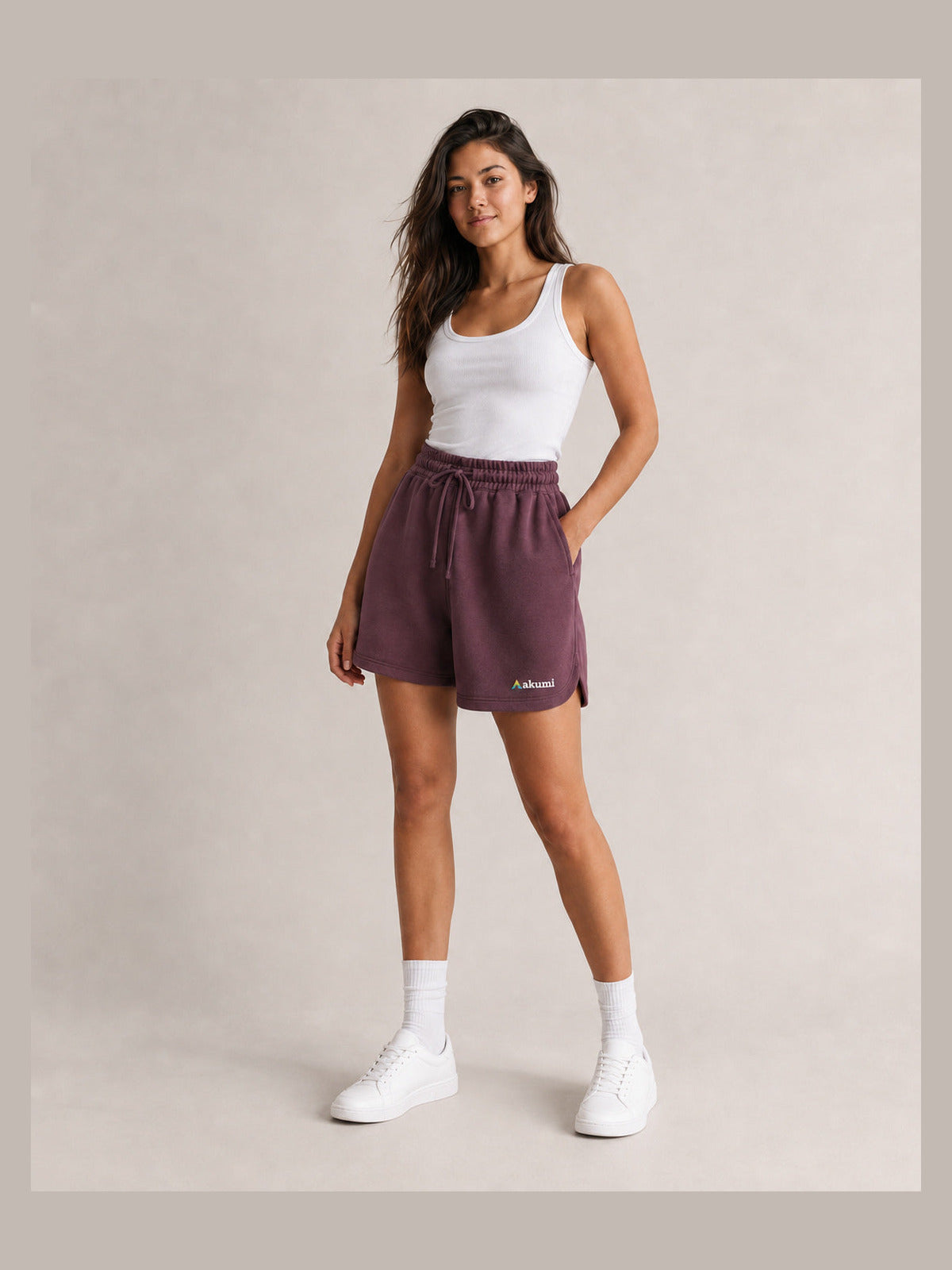 Mulberry##Akumi After Class Fleece Short, front hero