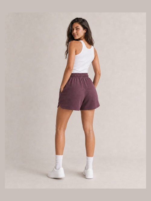Mulberry##Akumi After Class Fleece Short, back view