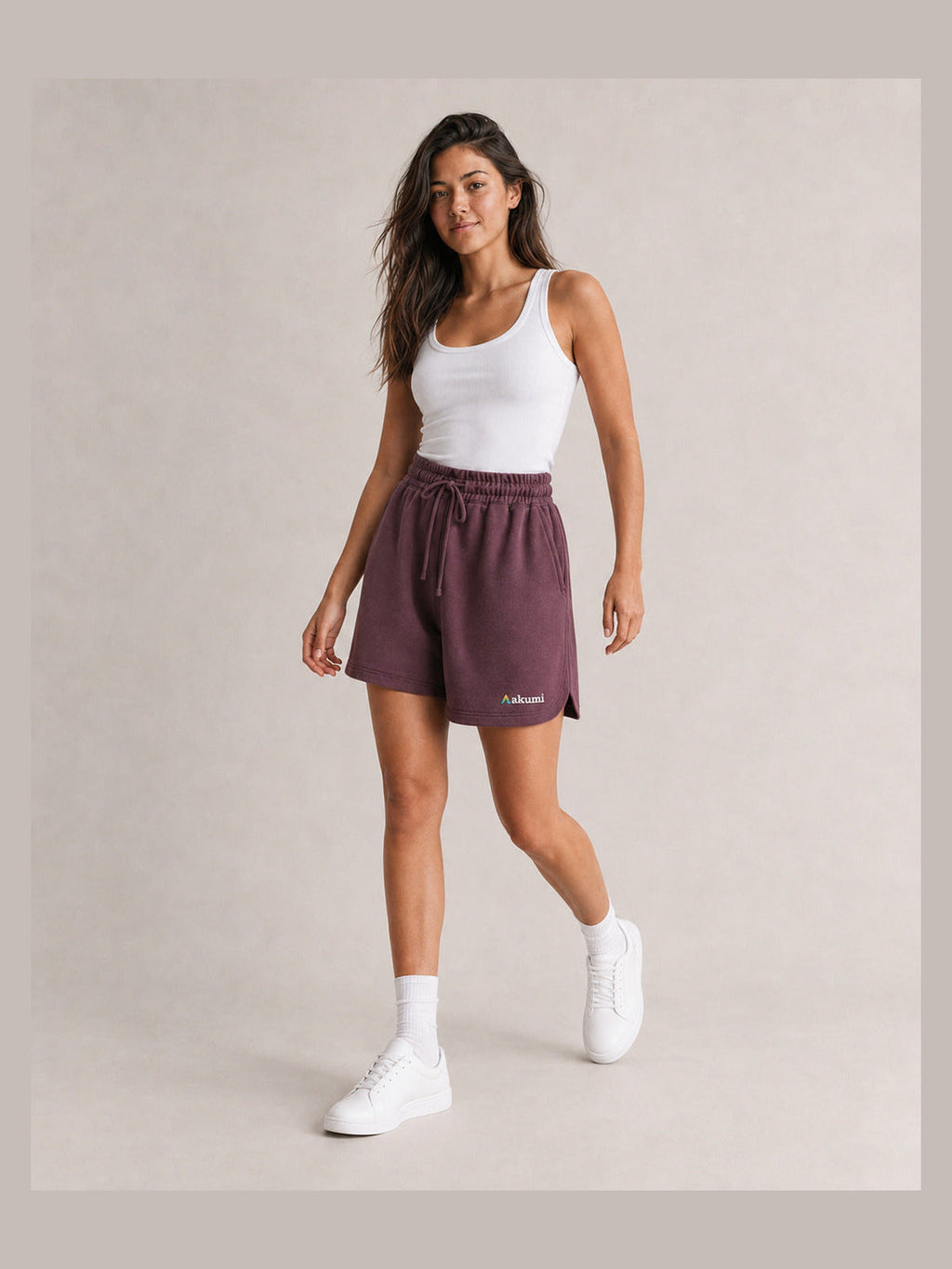 Mulberry##Akumi After Class Fleece Short, walking view