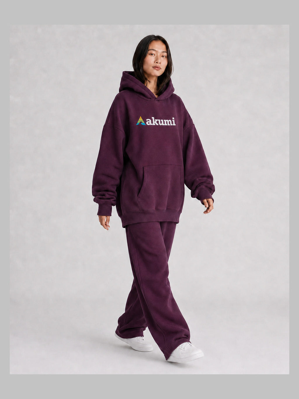 Mulberry##Akumi After Class Hoodie, walking