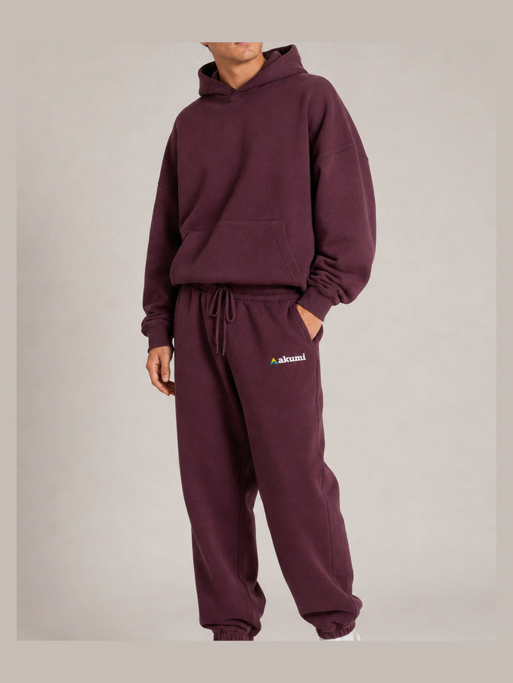 Akumi After Class Sweatpant in Mulberry, male model three-quarter view