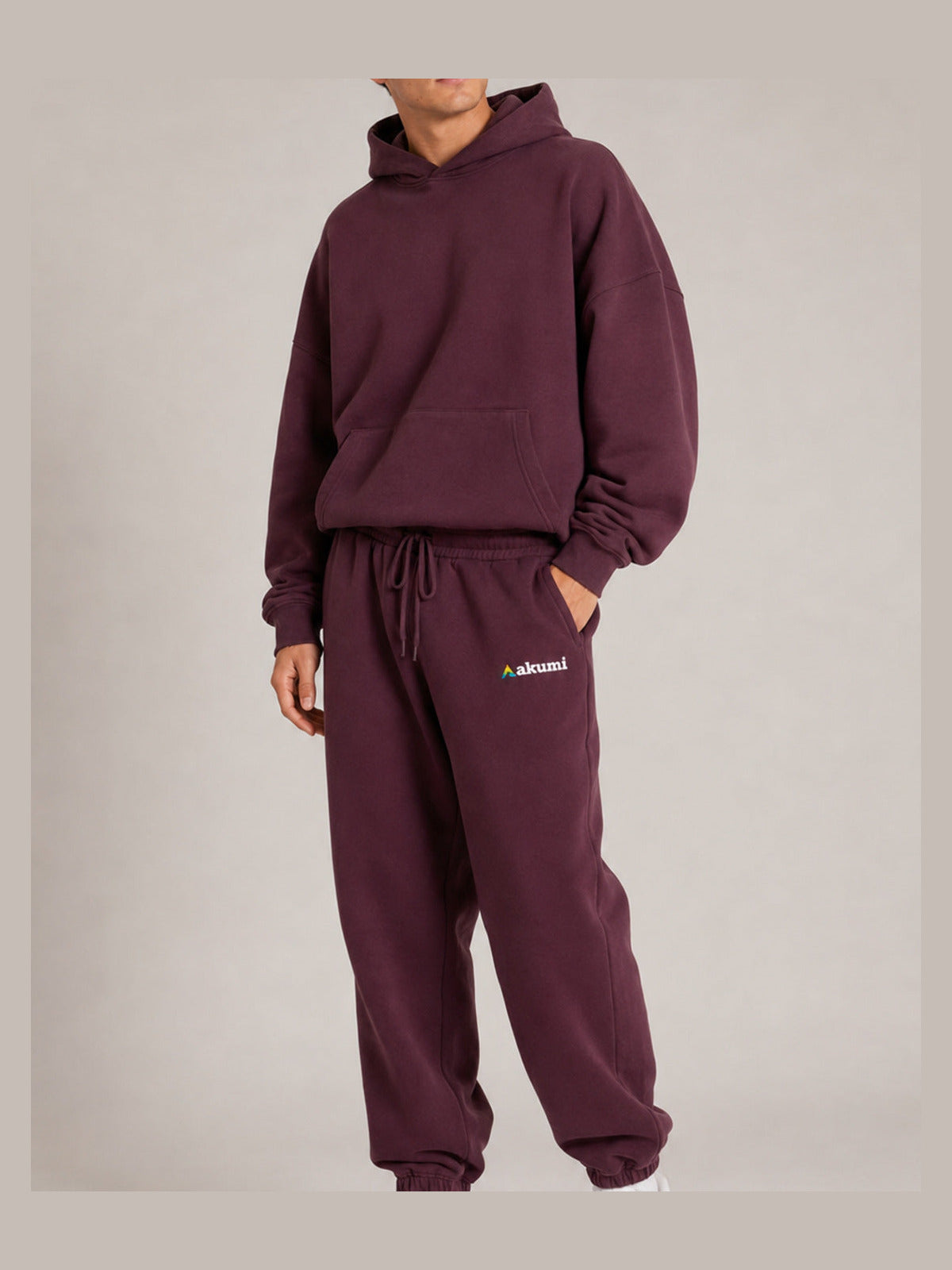 Akumi After Class Sweatpant in Mulberry, male model three-quarter view