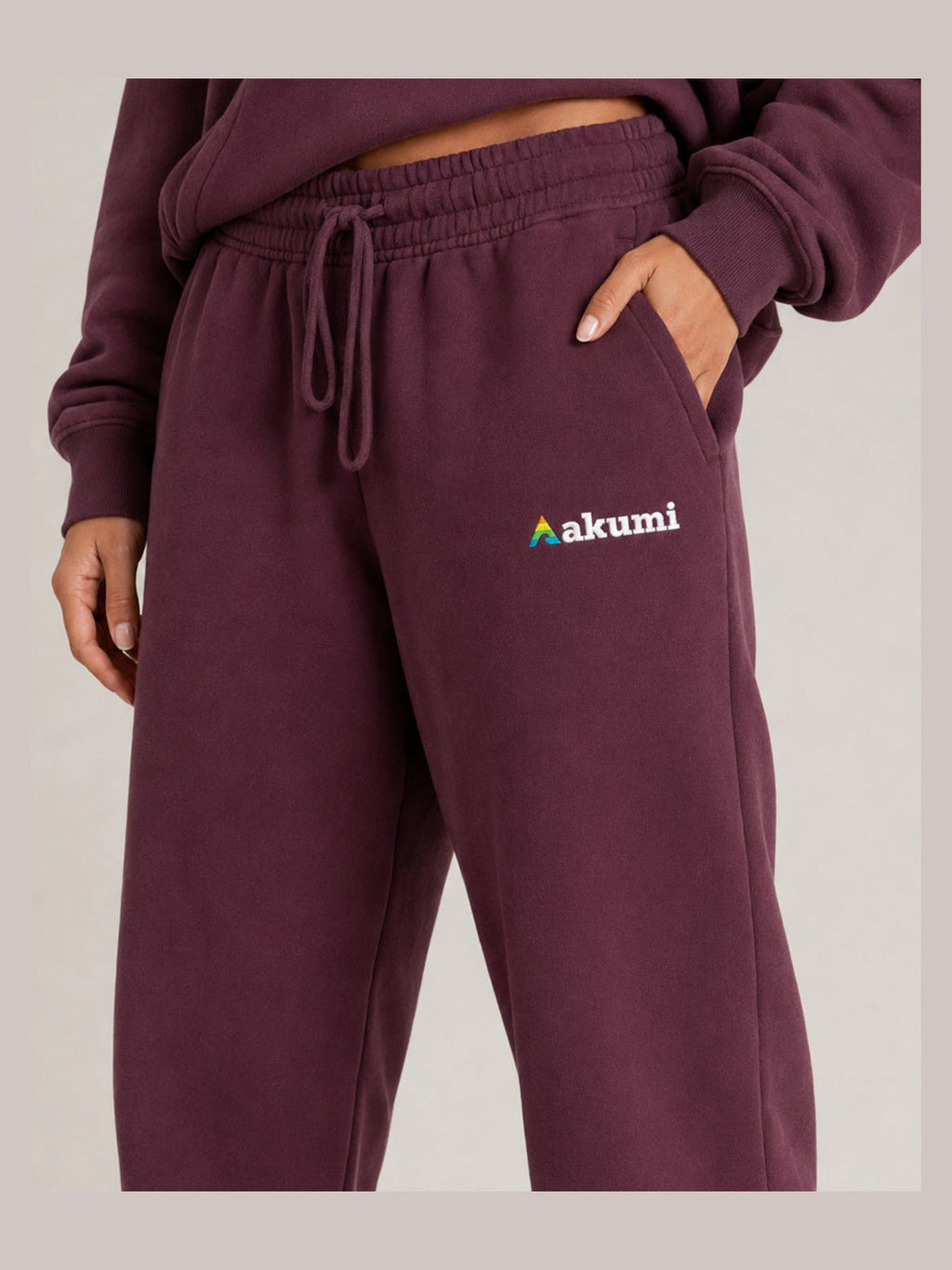 Akumi After Class Sweatpant in Mulberry, embroidered logo detail