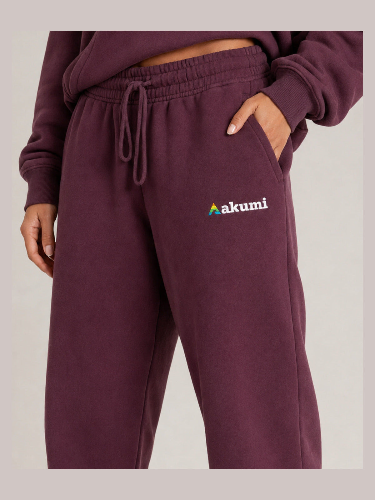 Akumi After Class Sweatpant in Mulberry, embroidered logo detail