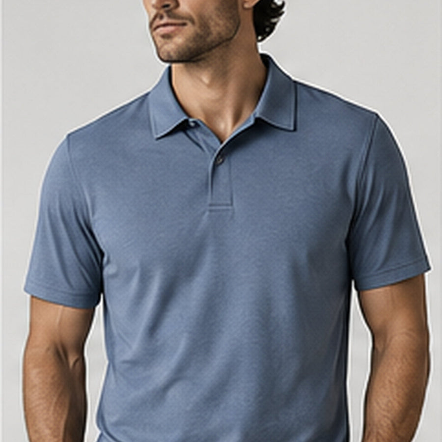 AkumiSoft Performance Polo front detail.