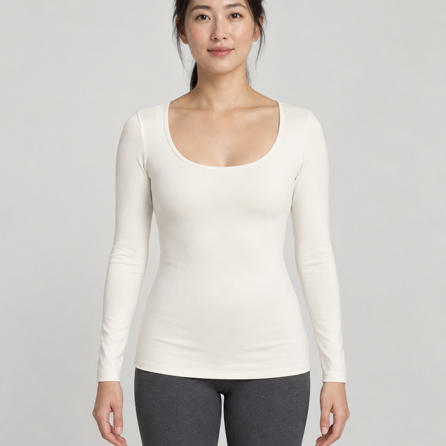Akumi Align Scoop Long Sleeve concept detail crop.