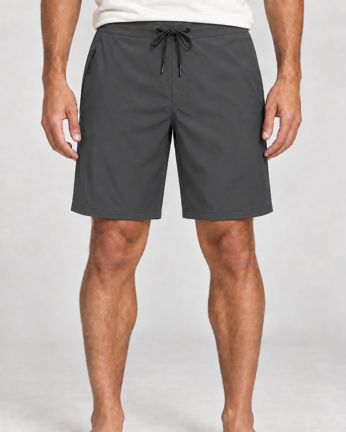 Apex Technical 9-inch boardshorts in Carbon, front view