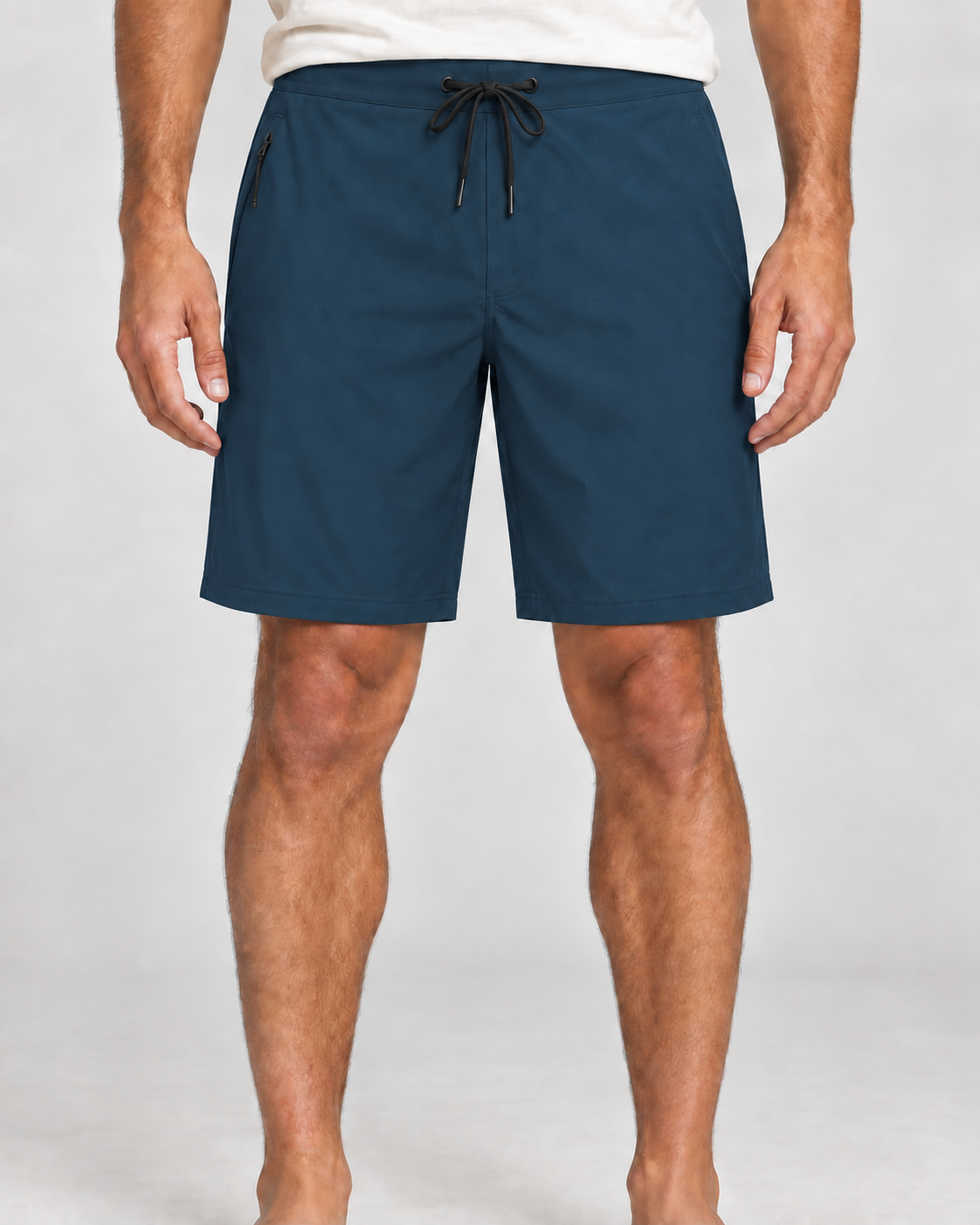 Apex Technical 9-inch boardshorts in Ocean Depth, front view