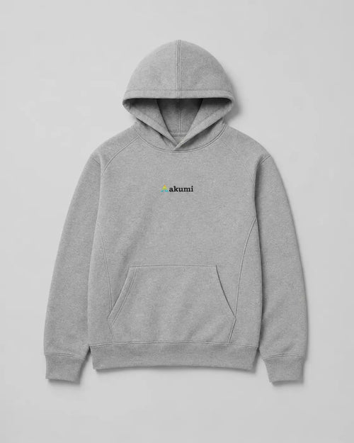 Front flat-lay view of the Akumi Axis Hoodie in Heather Grey