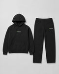 Akumi Axis Hoodie and Sweatpant Set in Black, front flat lay