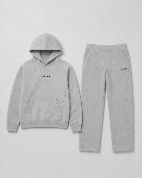 Front flat-lay view of the Akumi Axis Set in Heather Grey