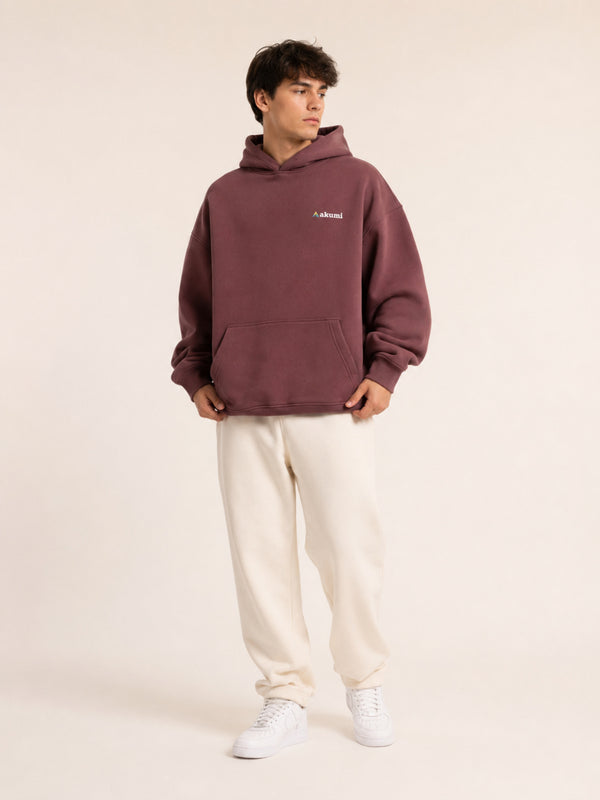 Akumi Baseline Heavyweight Hoodie in Dust Berry hero studio look