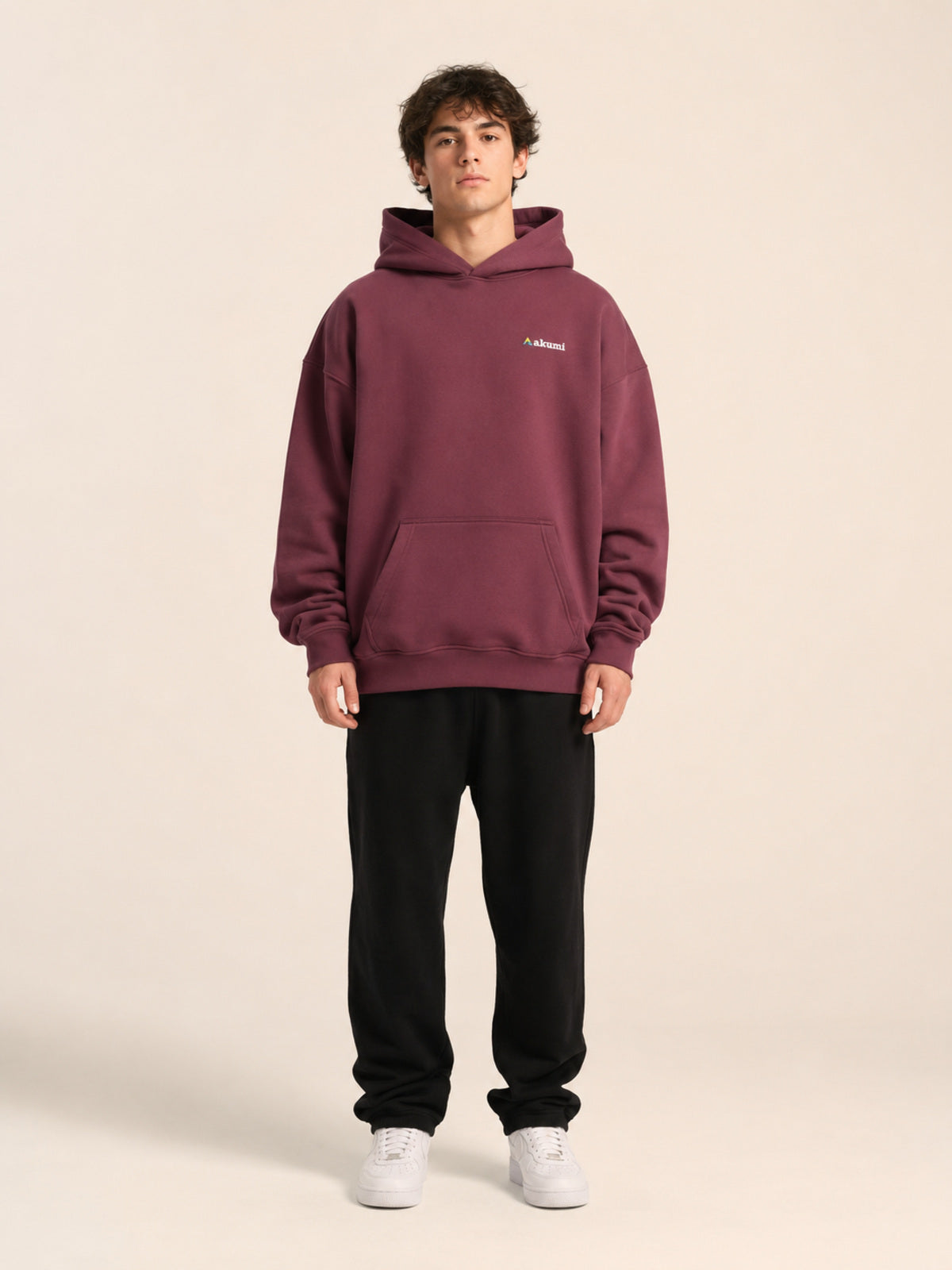 Akumi Baseline Heavyweight Hoodie in Dust Berry front view