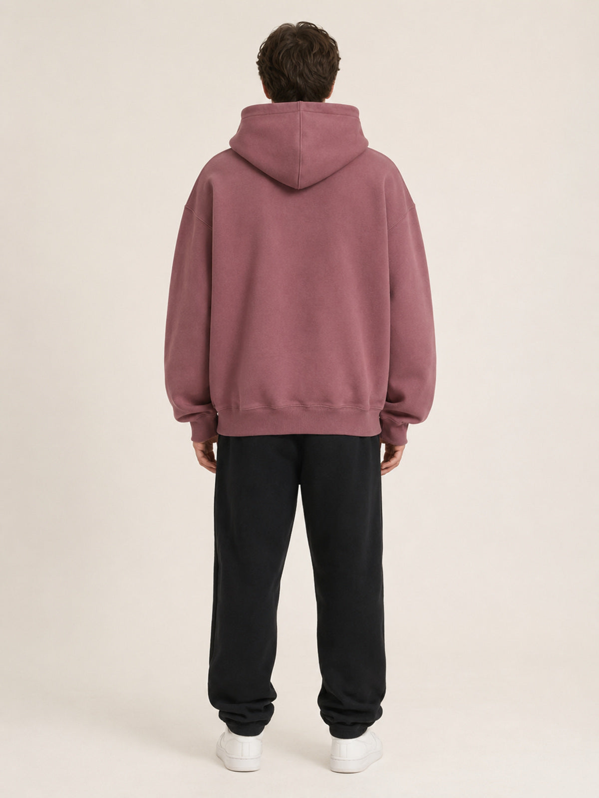 Akumi Baseline Heavyweight Hoodie in Dust Berry back view