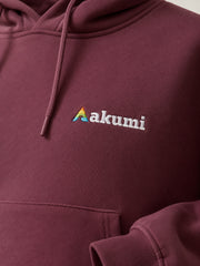 Akumi Baseline Heavyweight Hoodie in Dust Berry embroidered logo detail