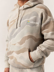 Akumi Terrainwash Hoodie in Bone Terrain raised embroidery and kangaroo pocket detail