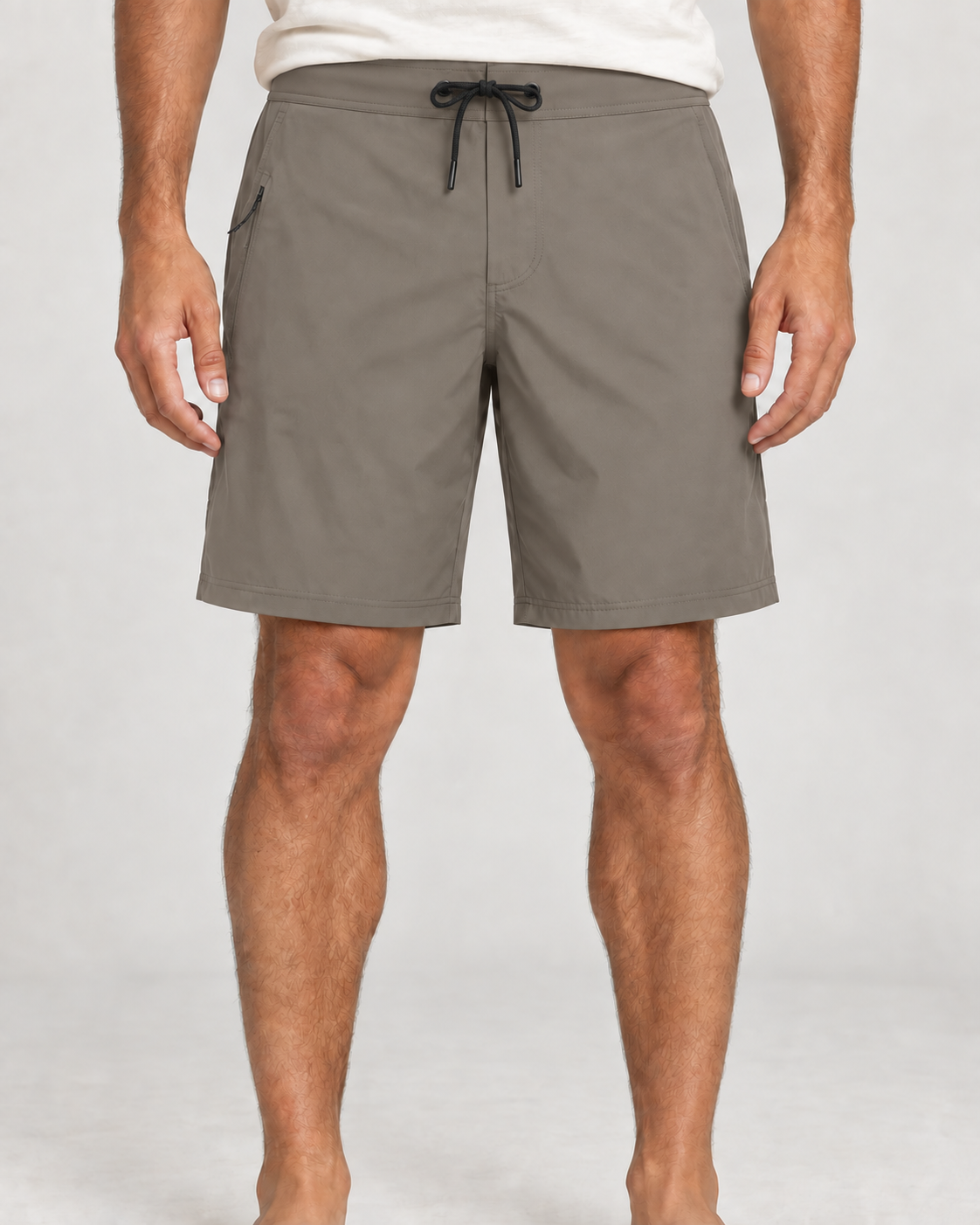 Breakwater Surf 8.5-inch shorts in Storm Taupe, front view