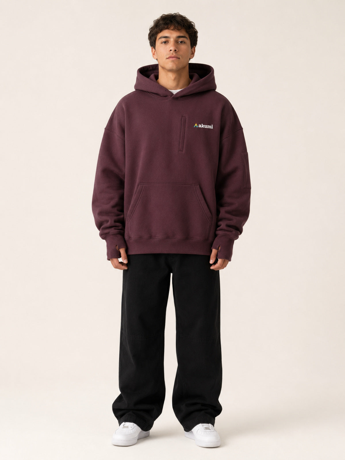 Akumi Cacheline Utility Hoodie in Blackberry Clay front view