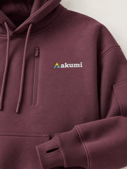 Akumi Cacheline Utility Hoodie in Blackberry Clay logo and utility pocket detail