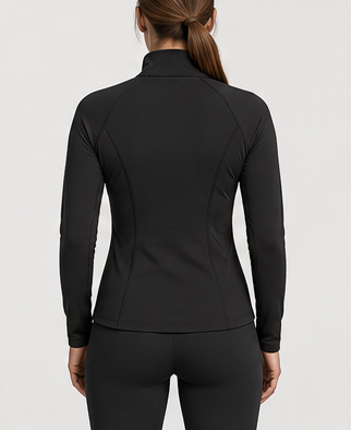 AI-generated Akumi concept render of Contour Zip Jacket, back view.