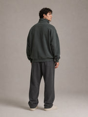 Akumi Crestline Quarter Zip in Slate Pine back studio view