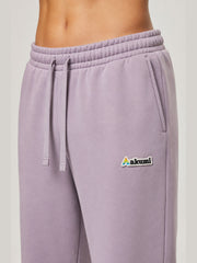 Akumi Crestline Straight-Leg Sweatpant in Lilac Smoke, waistband pocket and Akumi logo detail