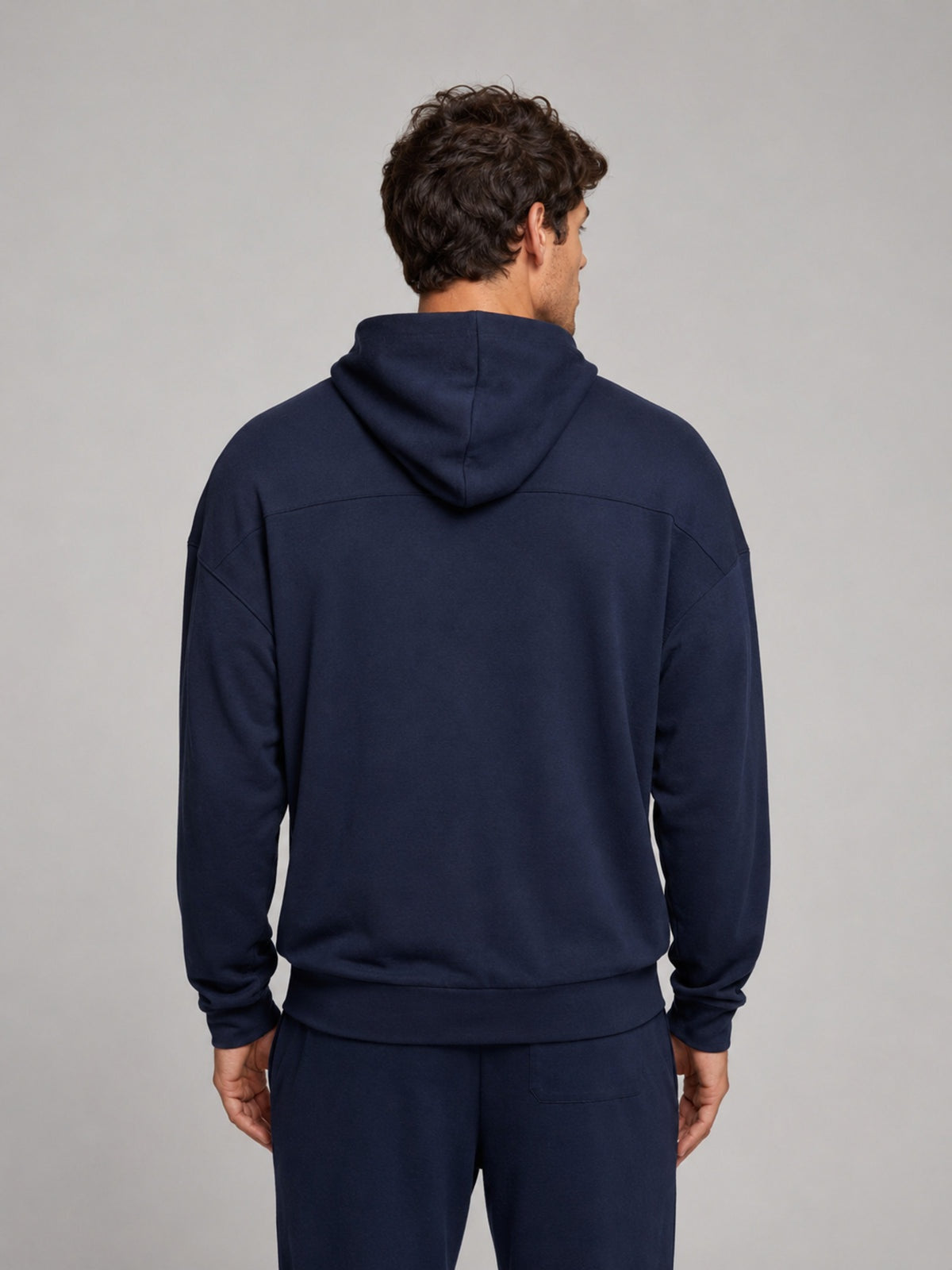 Akumi Dayform Jersey Hoodie in Deep Navy back crop