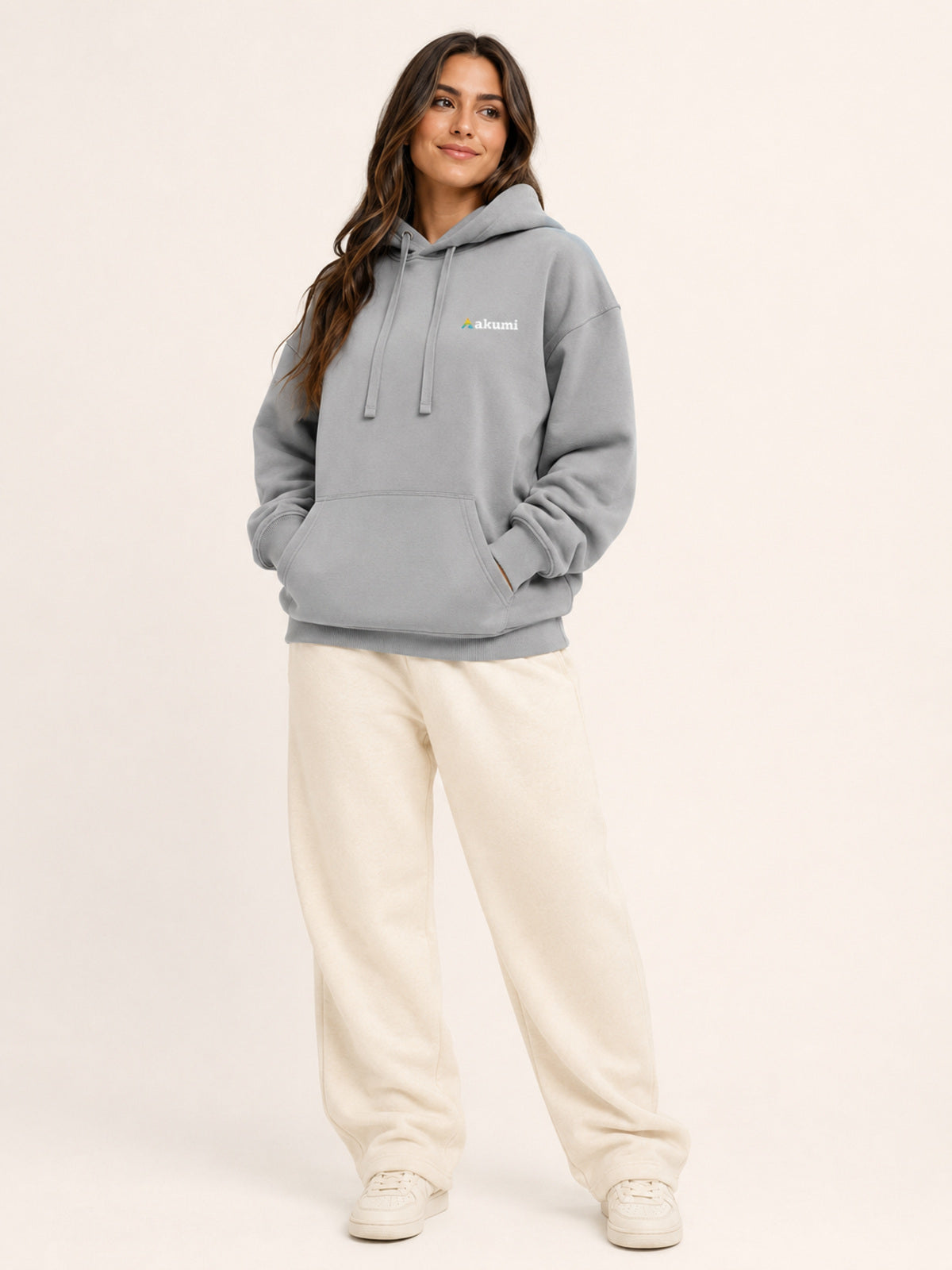 Akumi Driftline Lightweight Hoodie in Canyon Fog, alternate model front three-quarter studio view