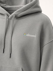 Akumi Driftline Lightweight Hoodie in Canyon Fog, embroidered logo and fleece texture detail