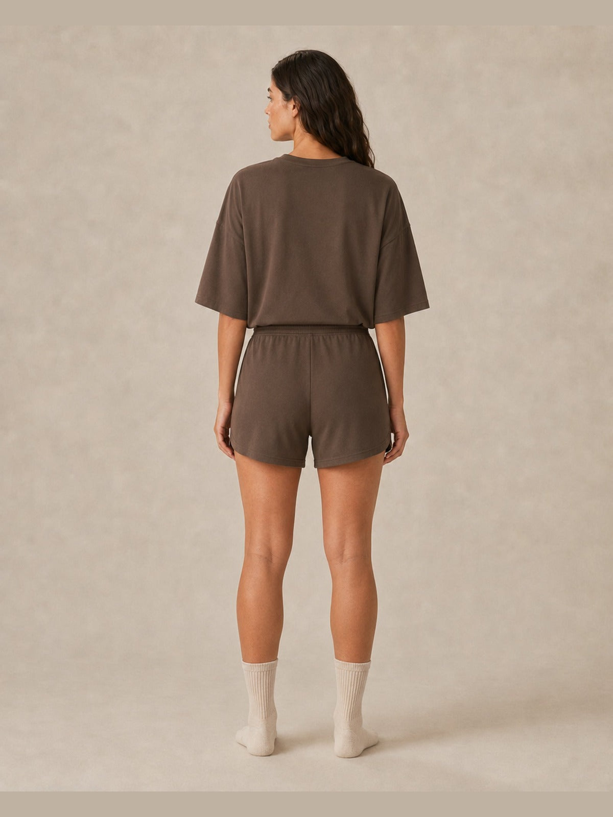Akumi Driftline Lounge Short in Umber Smoke, women’s back view