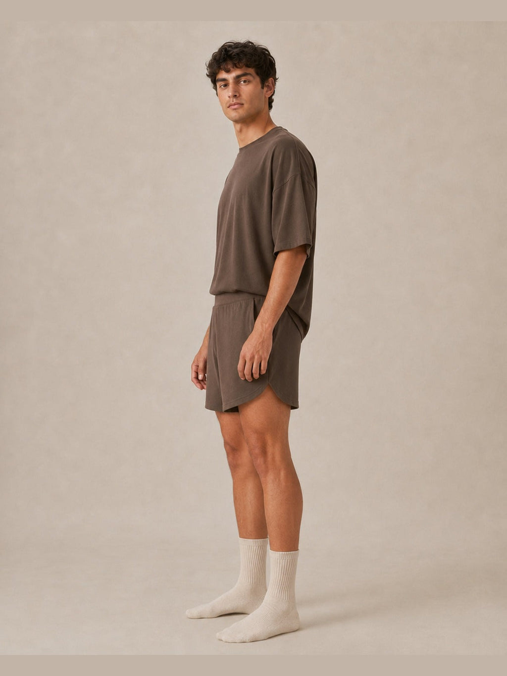 Akumi Driftline Lounge Short in Umber Smoke, men’s side view