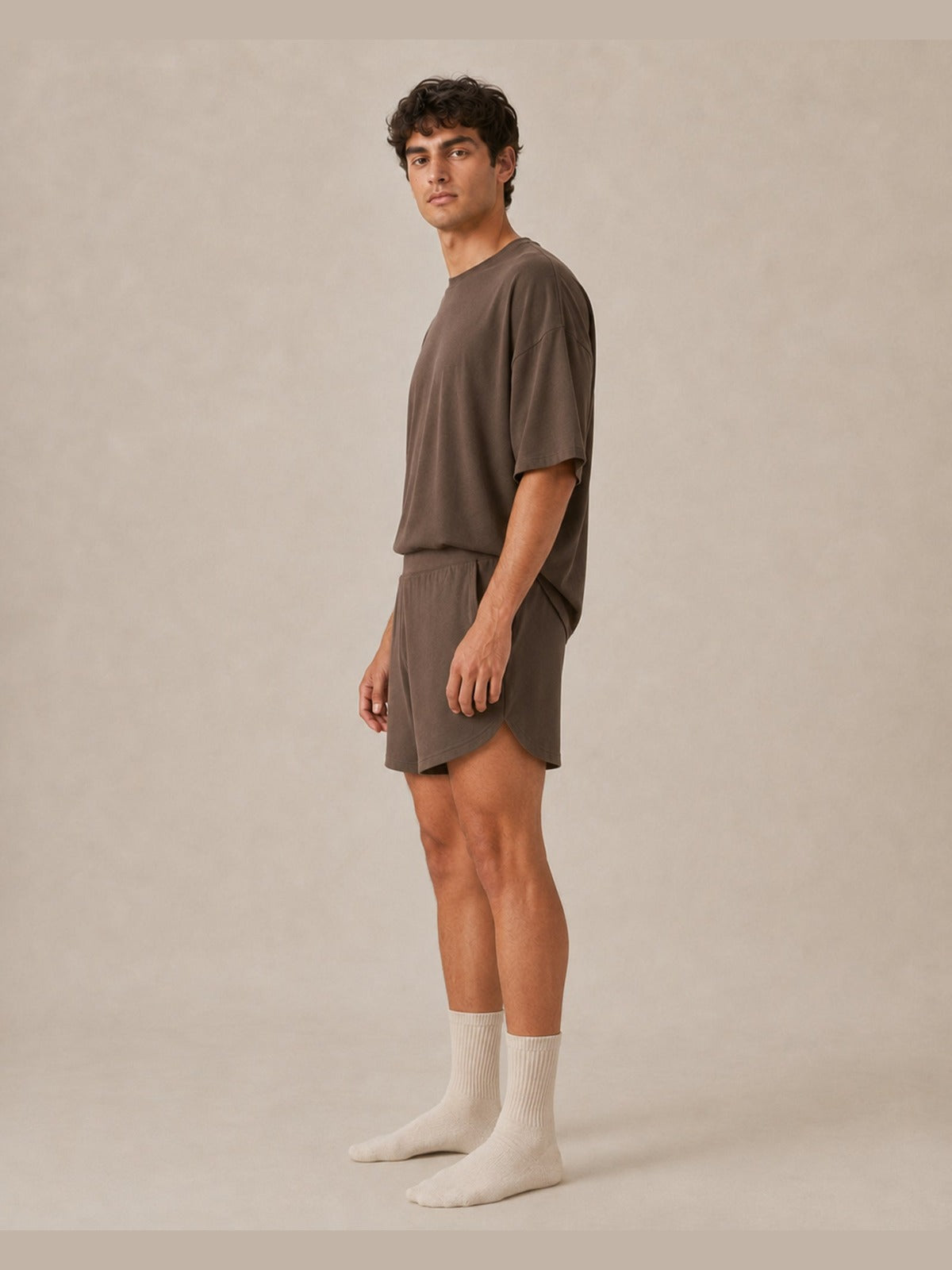 Akumi Driftline Lounge Short in Umber Smoke, men’s side view