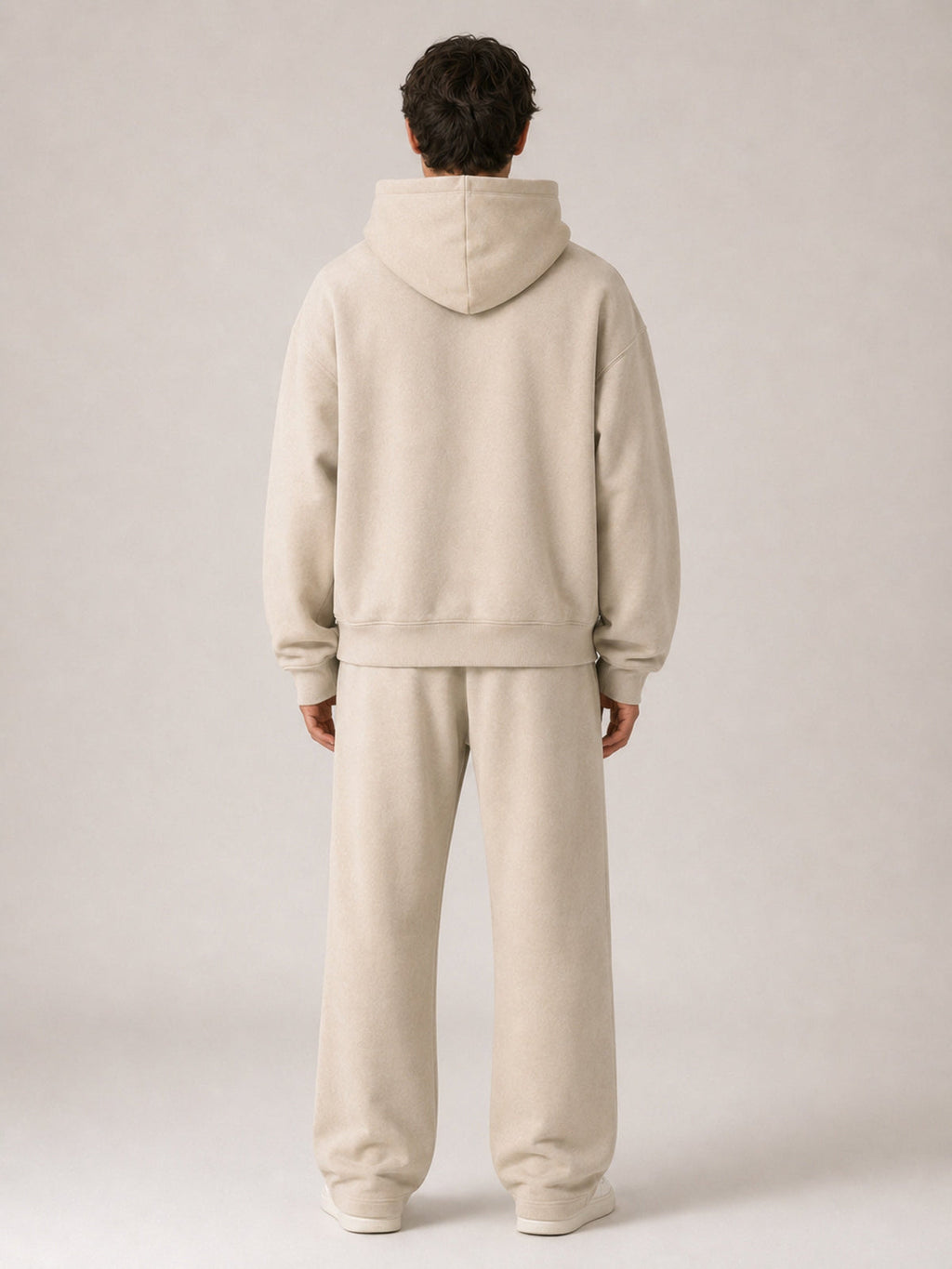 Akumi Essential Hoodie in Stone, clean back view