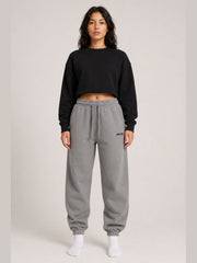Akumi Fieldmark Jogger Sweatpant in Stadium Grey, female model front view