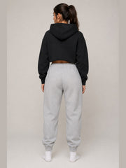 Akumi Fieldmark Jogger Sweatpant in Stadium Grey, female model back view