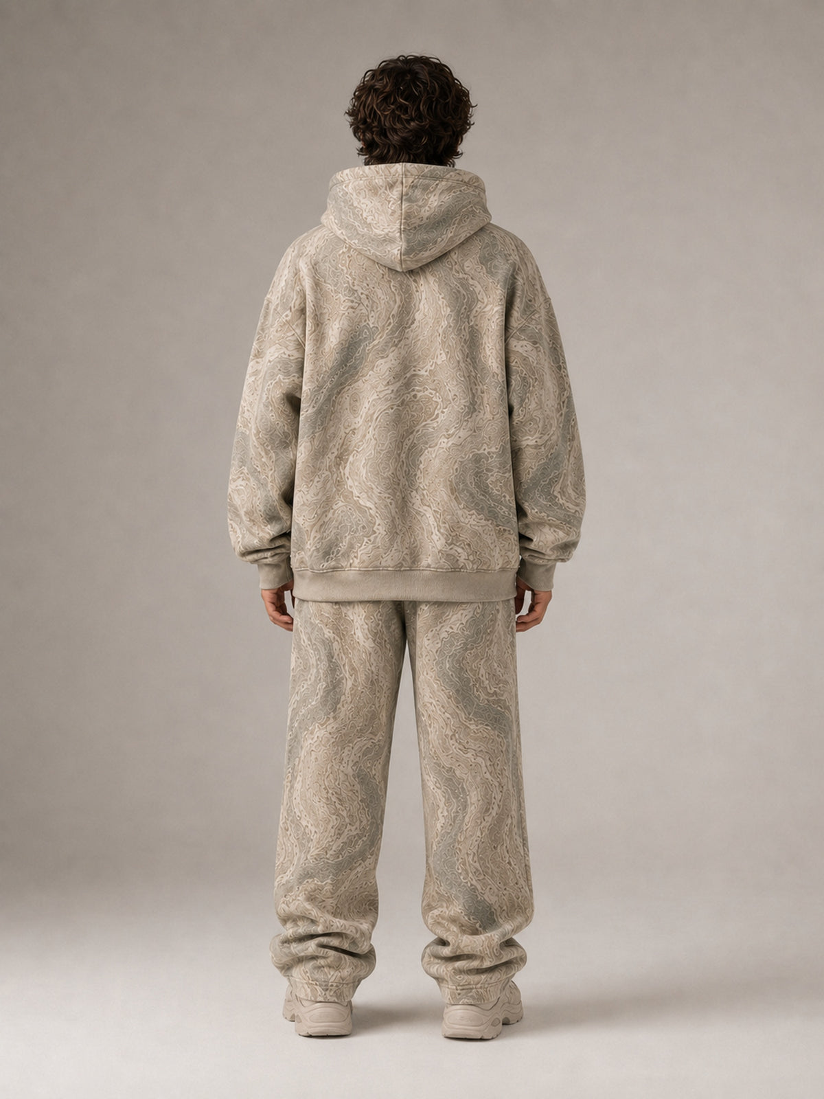 Akumi Fieldwave Hoodie in Stonebrush, back view