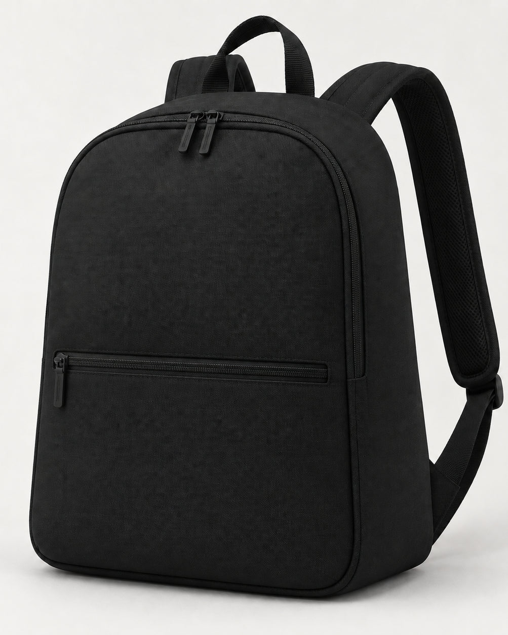 Akumi Form Daypack in Black, front three-quarter studio concept visualization.