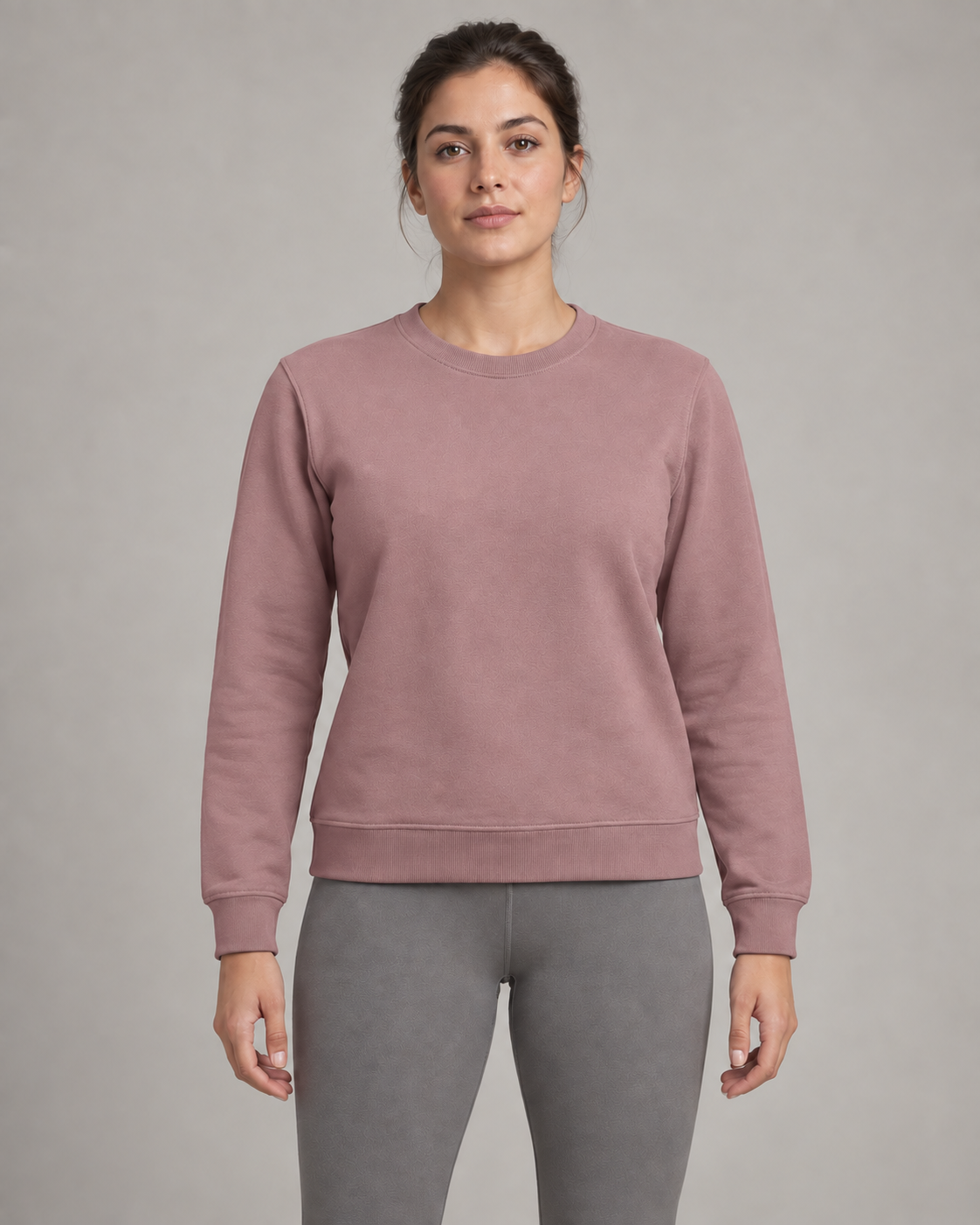 AI-generated design concept: Formline Everyday Crew in Dusty Rose, front view.