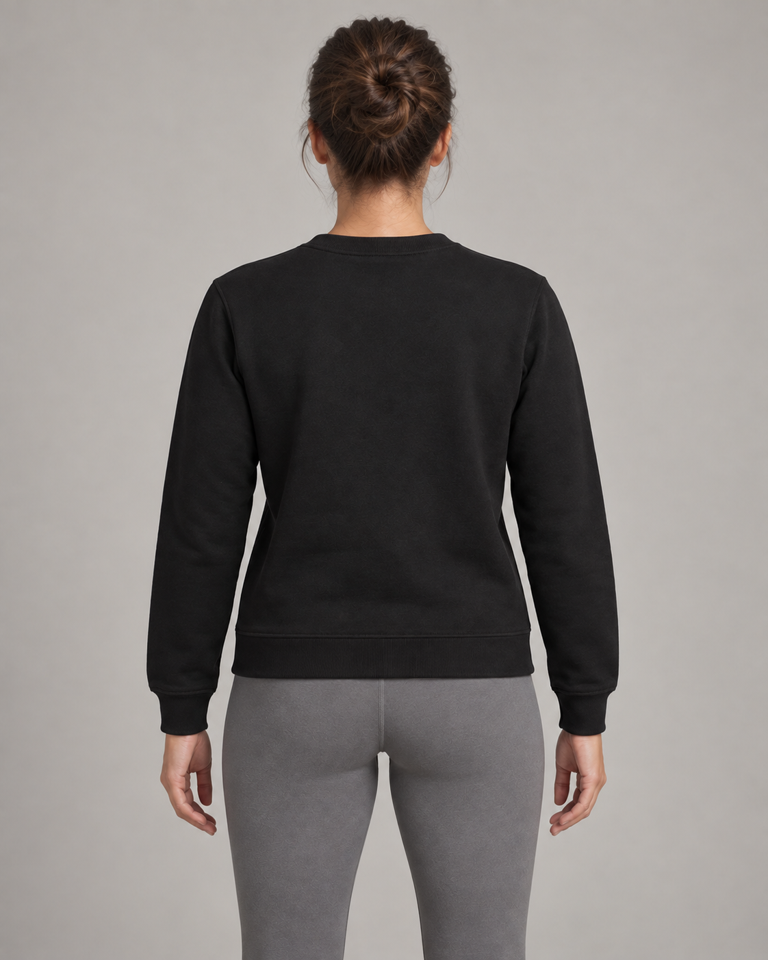 AI-generated design concept: Formline Everyday Crew in Onyx, back view.