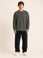 Akumi Gridsoft Waffle Long Sleeve in River Moss front view