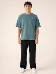Akumi Gridsoft Waffle Tee in Lagoon Mist front view