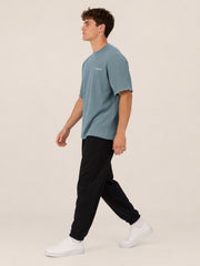 Akumi Gridsoft Waffle Tee in Lagoon Mist side view