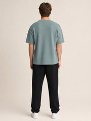 Akumi Gridsoft Waffle Tee in Lagoon Mist back view