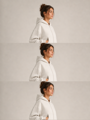 Akumi Halfmoon Crop Zip Hoodie in Mist Oat, product view 5; single left-chest hero logo when visible