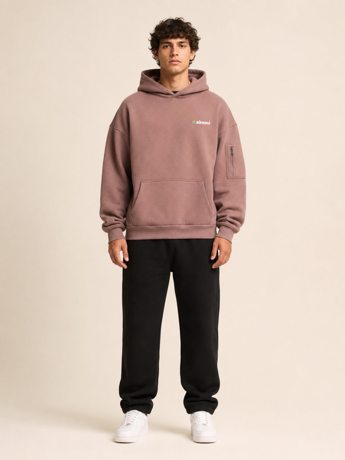 Akumi Layover Rest Hoodie in Terminal Rose front view
