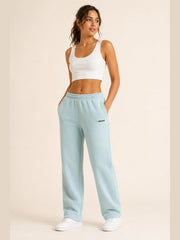Akumi Lightform Straight-Leg Sweatpant in Aqua Mist, three-quarter front hero view