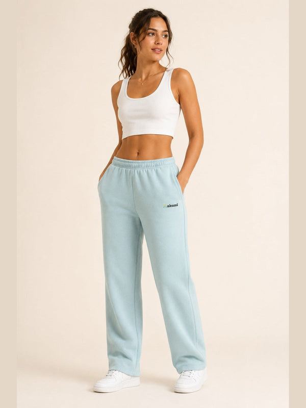 Akumi Lightform Straight-Leg Sweatpant in Aqua Mist, three-quarter front hero view