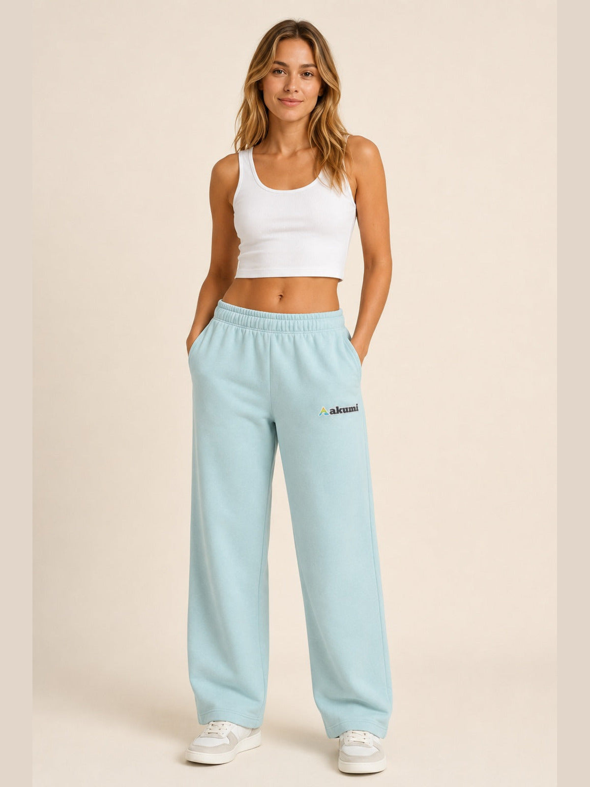 Akumi Lightform Straight-Leg Sweatpant in Aqua Mist, front view