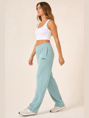 Akumi Lightform Straight-Leg Sweatpant in Aqua Mist, side walking view