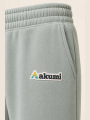 Akumi Lightform Straight-Leg Sweatpant in Aqua Mist, Akumi logo and waistband detail